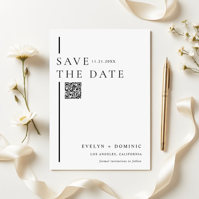 Modern Minimalist QR Code Wedding Website Spara Datumet (Skapare uppladdad)