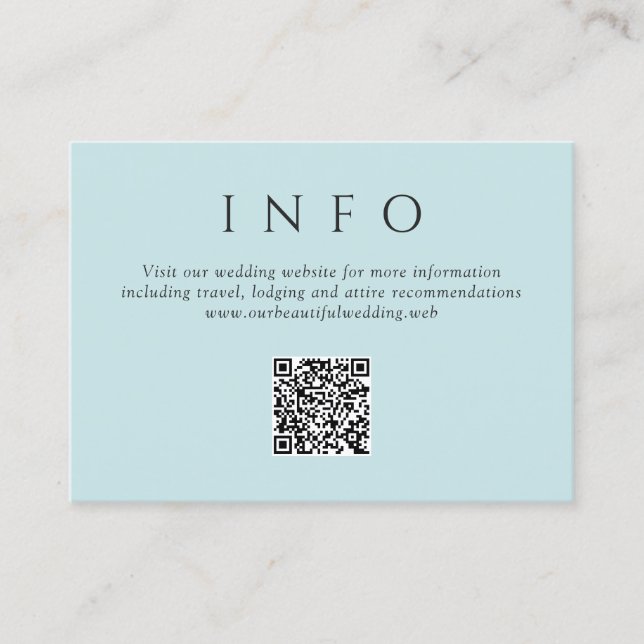 Modern minimalist QR-kod bröllop i teal Tilläggskort (Framsida)