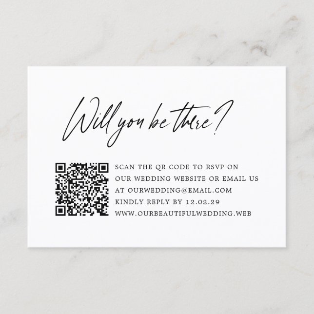 Modern minimalist QR-kod bröllop OSA Kort (Framsida)