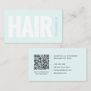 Modern minimalist QR-kod Mintgrön frisörsalong Visitkort
