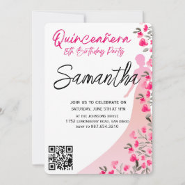 Modern minimalist Quinceañera 15-årsdag Inbjudningar