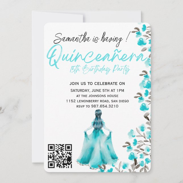 Modern minimalist Quinceañera 15-årsdag Inbjudningar (Framsida)