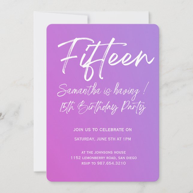 Modern minimalist Quinceañera 15-årsdag Inbjudningar (Framsida)