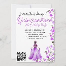 Modern minimalist Quinceañera 15-årsdag Inbjudningar