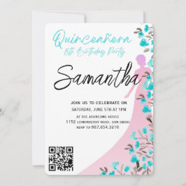 Modern minimalist Quinceañera 15-årsdag Inbjudningar