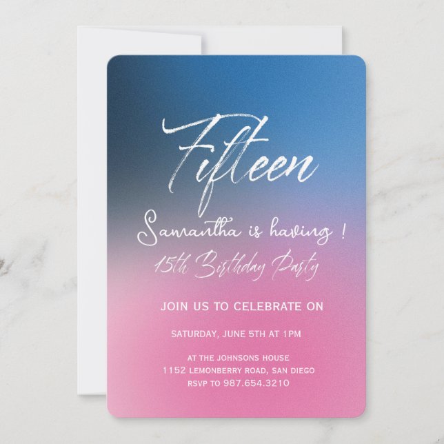 Modern minimalist Quinceañera 15-årsdag Inbjudningar (Framsida)