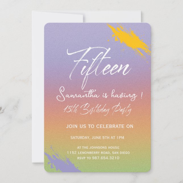 Modern minimalist Quinceañera 15-årsdag Inbjudningar (Framsida)