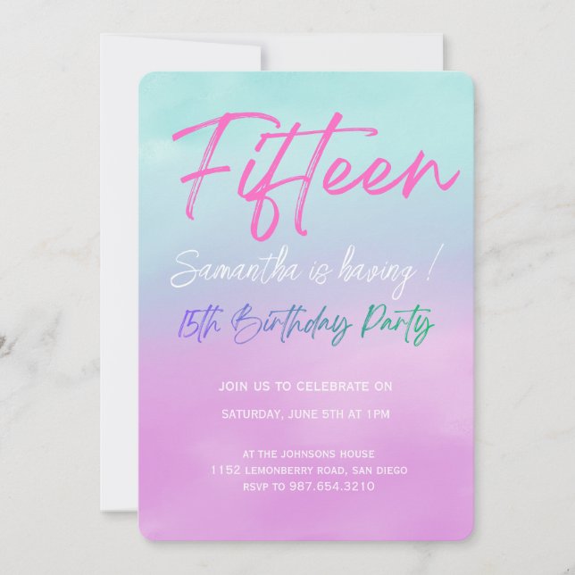Modern Minimalist Quinceañera 15th Birthday Inbjudningar (Framsida)