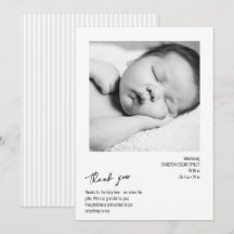 Modern minimalist randig baby-foto födelse ankomst