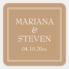 Modern minimalist randig beige fyrkantigt klistermärke