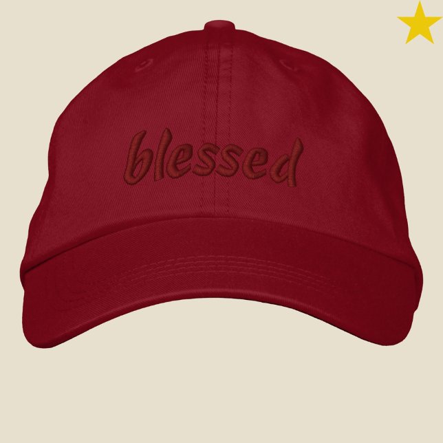 Modern Minimalist Red Blessed Cursive Typography Broderad Keps (Skapare uppladdad)
