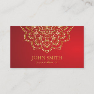 Modern Minimalist Red Guld Lotus Yoga-instruktör Visitkort