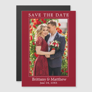 Modern Minimalist Red Magnetic Save Date