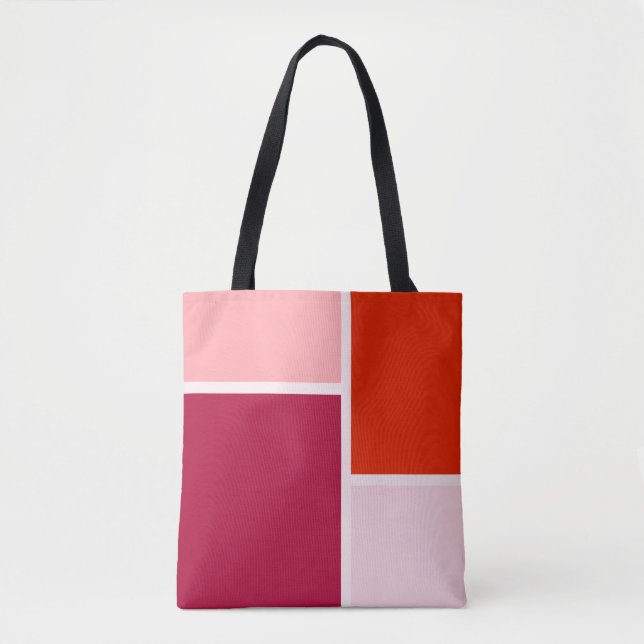 Modern Minimalist Red Rosa Färg Block Tygkasse (Framsida)