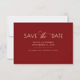 Modern Minimalist Red Wedding Save The Date Spara Datumet
