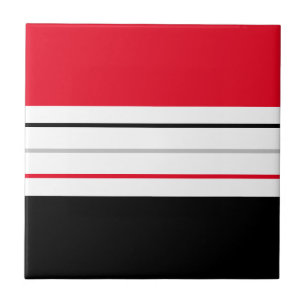 Modern minimalist Red White Black Linjer Kakelplatta