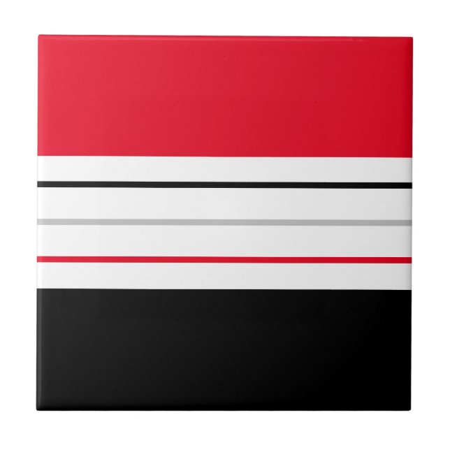 Modern minimalist Red White Black Linjer Kakelplatta (Framsidan)