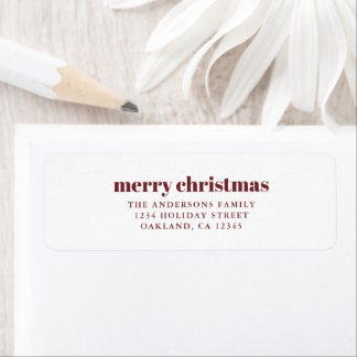 Modern Minimalist Red & White God jul Returadress Etikett