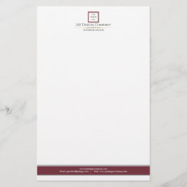 Modern Minimalist Red White Logotyp Business Brevpapper