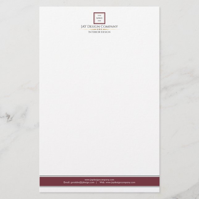 Modern Minimalist Red White Logotyp Business Brevpapper (Framsida)