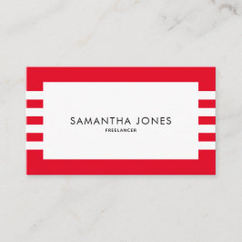 Modern minimalist Red White Rand Freelancer Visitkort
