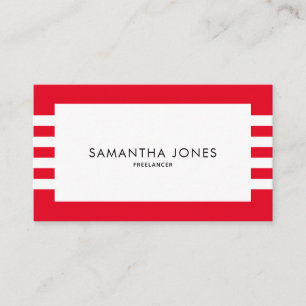 Modern minimalist Red White Rand Freelancer Visitkort