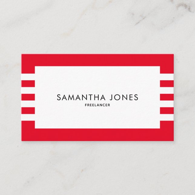 Modern minimalist Red White Rand Freelancer Visitkort (Framsida)