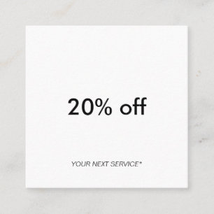 Modern Minimalist ren typografiorienteringsrabatt Fyrkantigt Visitkort
