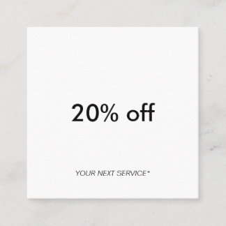 Modern Minimalist ren typografiorienteringsrabatt Fyrkantigt Visitkort