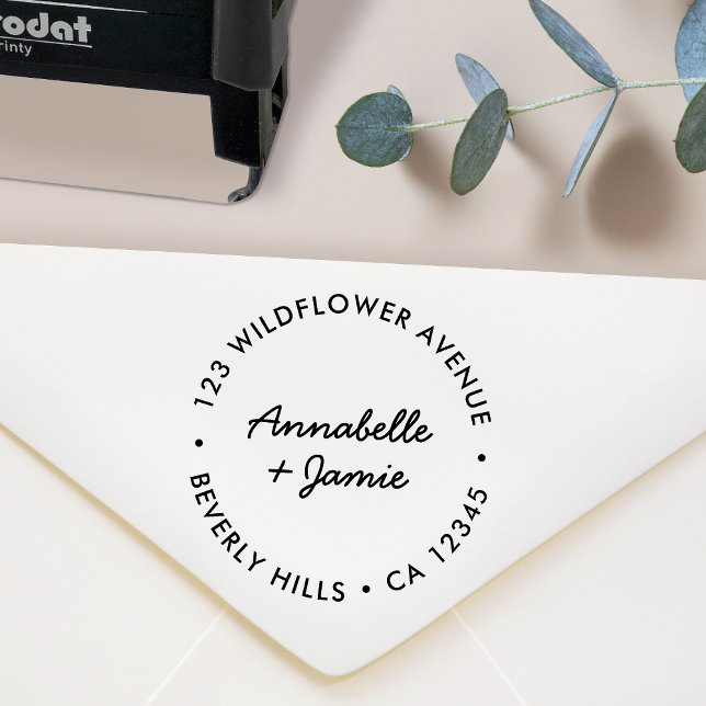 Modern minimalist | Returadress för skript Bröllop Självfärgande Stämpel (Skapare uppladdad)