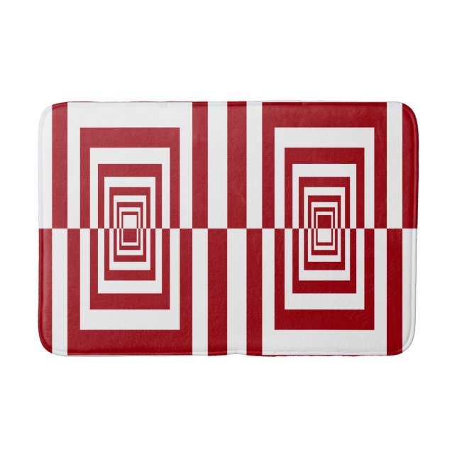 Modern minimalist röd geometrisk  badrumsmatta (Framsidan)