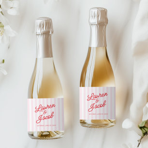 Modern minimalist röd rosa randig vigsel mini