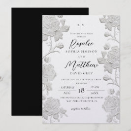 Modern minimalist ros vit & svart bröllop inbjudningar