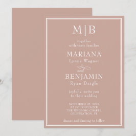 Modern minimalist rosa bröllop inbjudningar