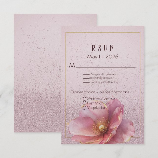 Modern minimalist rosa guld bröllop  OSA kort (Fram/baksida)