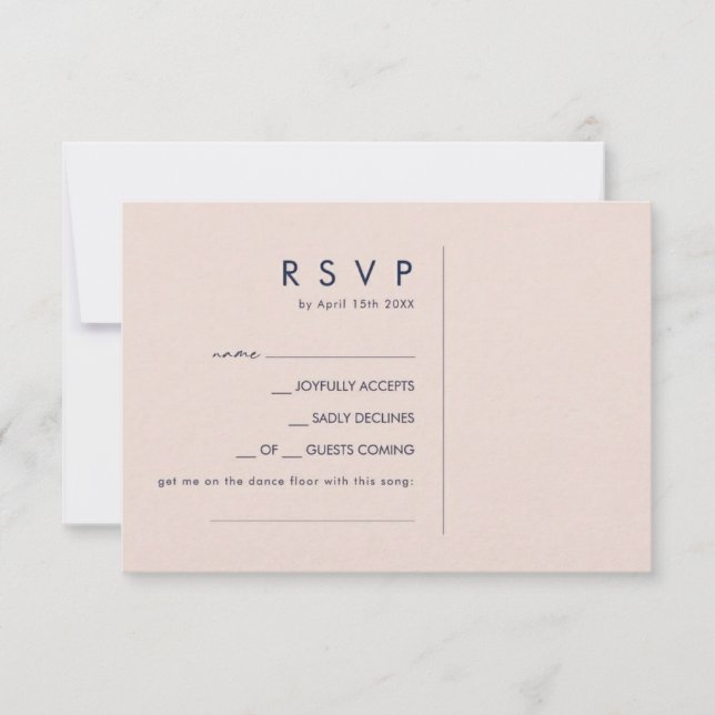 Modern minimalist rosa & marinblå RSVP-kort Spara Datumet (Framsida)