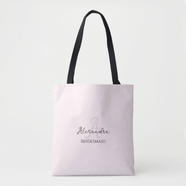 Modern minimalist  Rosa Monogram Bridesmaid Tygkasse (Framsida)