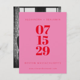 Modern minimalist rosa och röd helbildsfoto spara datumet