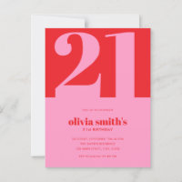 Modern minimalist rosa röd 21-årsdag