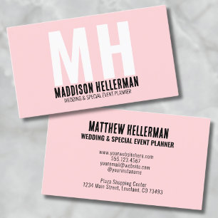 Modern minimalist rosabruten monogram visitkort