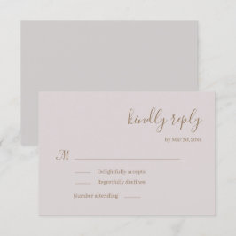 Modern minimalist rosé vigsel inbjudan svarskort