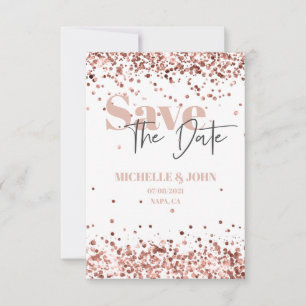 Modern minimalist roséguld glittermanus spara datumet