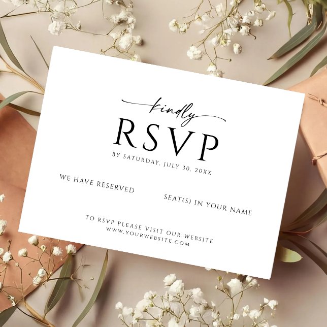 Modern minimalist RSVP-kort med vänlig skript Spara Datumet (Skapare uppladdad)