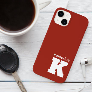 Modern minimalist Ruby Red Monogram Namn Initial
