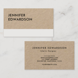 Modern minimalist rustic kraft white professional visitkort