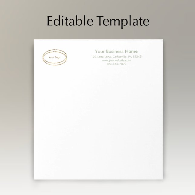 Modern Minimalist Sage Green Custom Business Logo Anteckningsblock (Custom modern sage green script business letterhead tablet. Add logo and name and address.
)