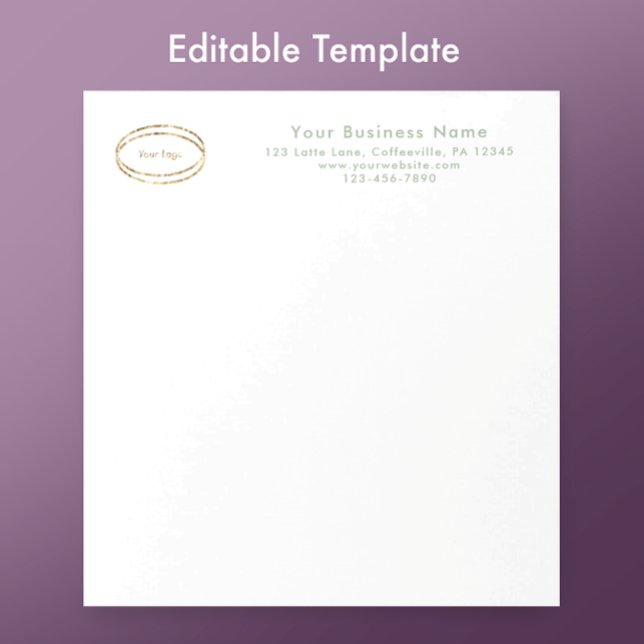 Modern Minimalist Sage Green Custom Business Logo Anteckningsblock (Personalize this modern sage green notepad. Minimalist custom script and business logo template.
)