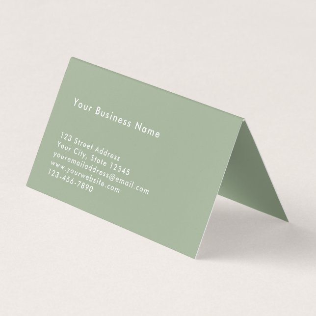 Modern Minimalist Sage Green Logo Professional Visitkort (Baksida)