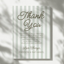 Modern Minimalist Sage Green Stripes Wedding Tack Kort