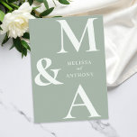 Modern Minimalist Sage Green Wedding Inbjudningar<br><div class="desc">Modern Minimalist Sage Green Wedding Invitation. Features bold monogram typography and minimal graphic design. Personalize text with all the details of your special day.</div>